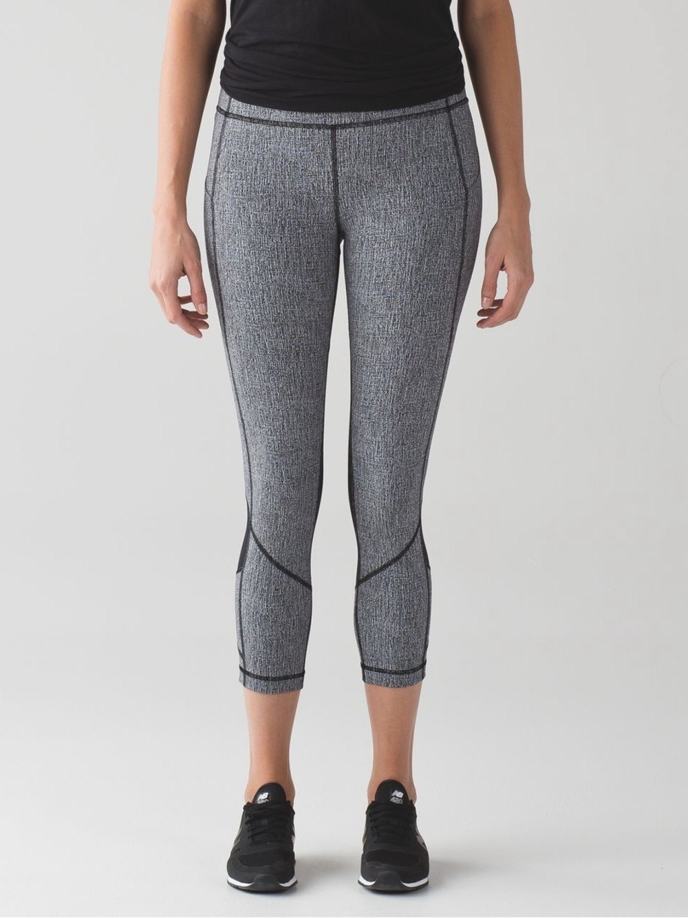 Lululemon Athletica Pace Rival Crop 24” CrossHatch Heather Black Grey Black 6